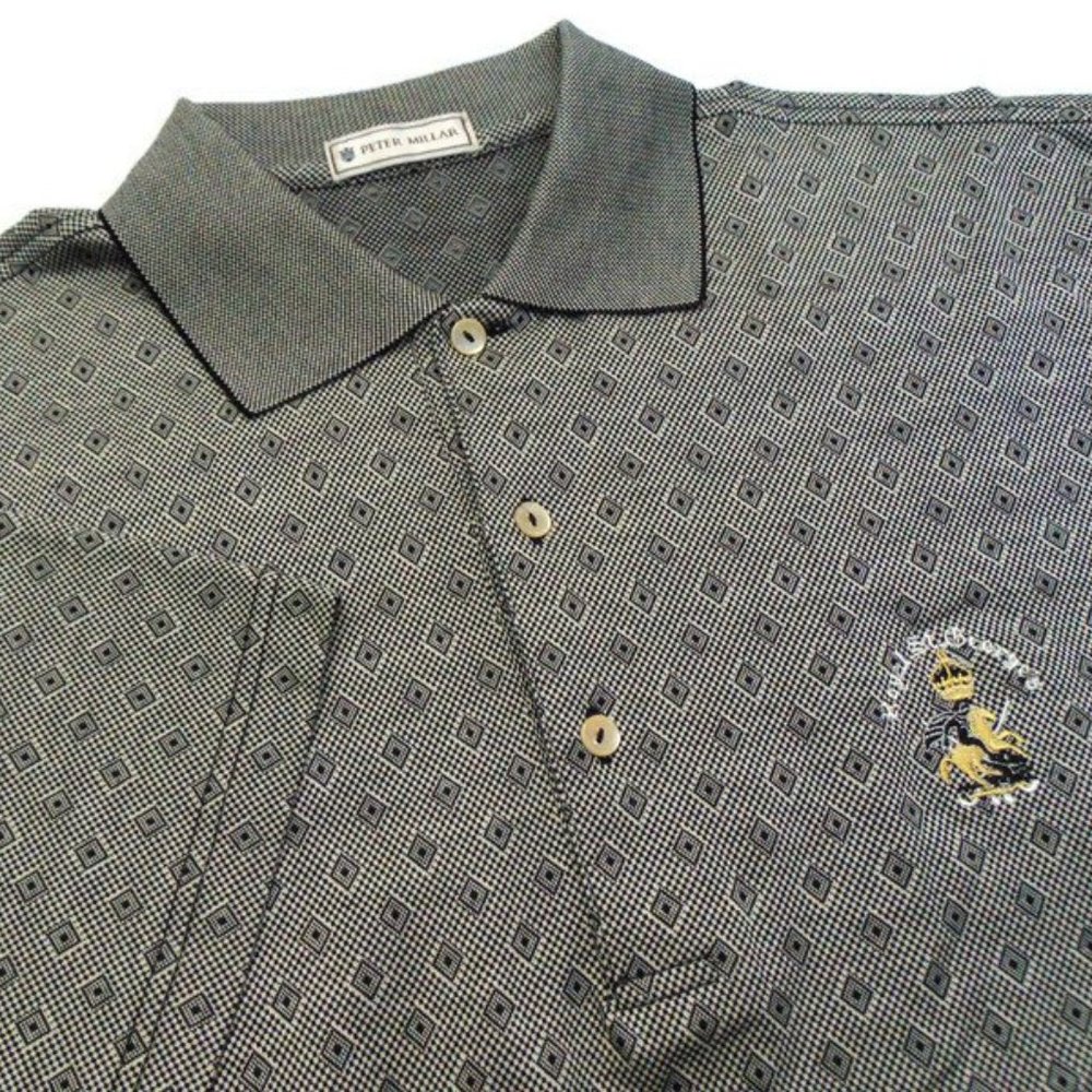 Peter Millar Men's Medium Golf Polo Shirt Geometric Diamond Vintage